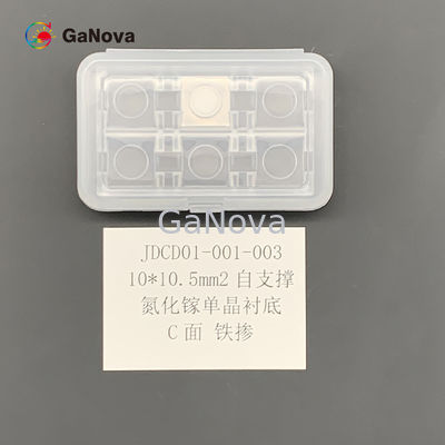 10*10.5mm2 C-Yüz Fe-Doped SI-Tip Özgür Kalkan GaN Tek Kristal Altyapı Makro Kusur yoğunluğu 0cm−2 TTV ≤ 10 μm Direnci 106 Ω·Cm RF Aygıtları Wafer